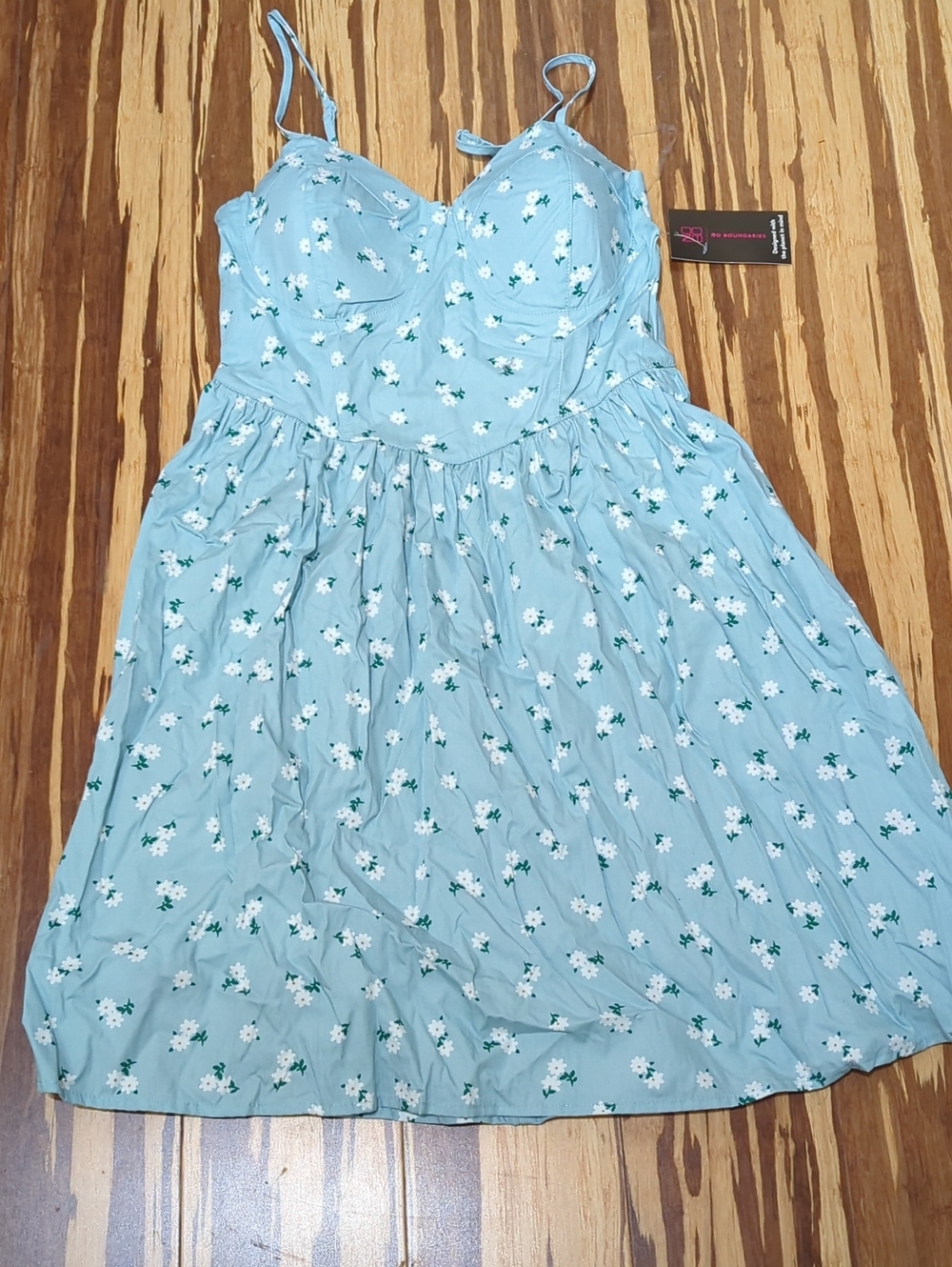 No Boundaries Light Blue Daisy Floral Sundress NWT